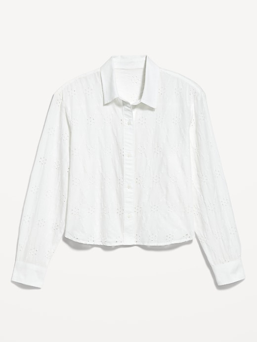 Image number 9 showing, Cropped Button-Down Eyelet Shirt