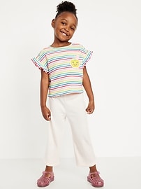 Image number 1 showing, Ribbed Ruffle-Trim Top and Wide-Leg Pants Set for Toddler Girls