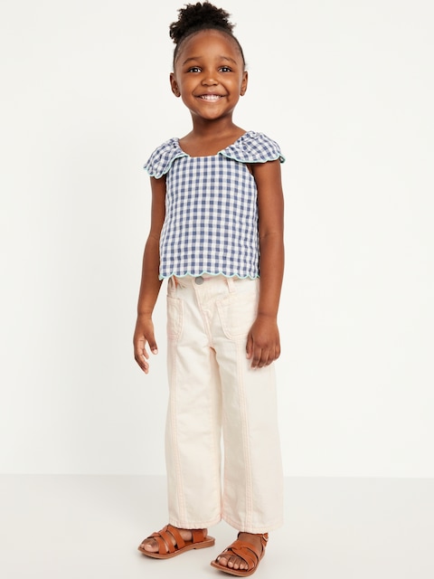 Jean coupe généreuse à jambe large et à taille haute matelot pour toute-petite fille