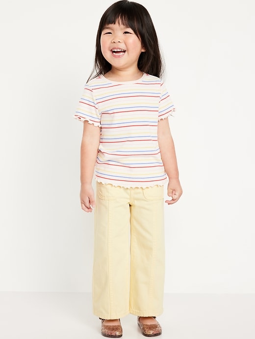 View large product image 1 of 3. High-Waisted Baggy Mariner Wide-Leg Jeans for Toddler Girls