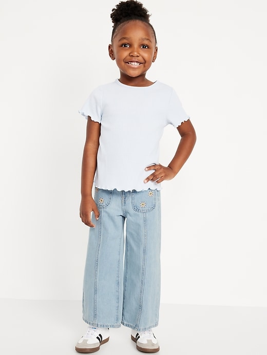 View large product image 1 of 3. High-Waisted Baggy Mariner Wide-Leg Jeans for Toddler Girls