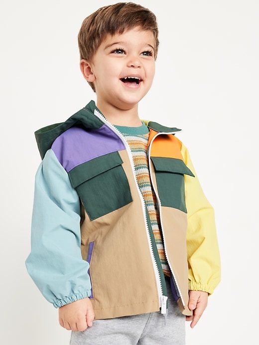 View large product image 1 of 2. Water-Resistant Hooded Utility Jacket for Toddler Boys