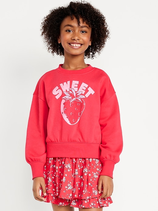 View large product image 1 of 3. Vintage Oversized Crew-Neck Graphic Sweatshirt for Girls