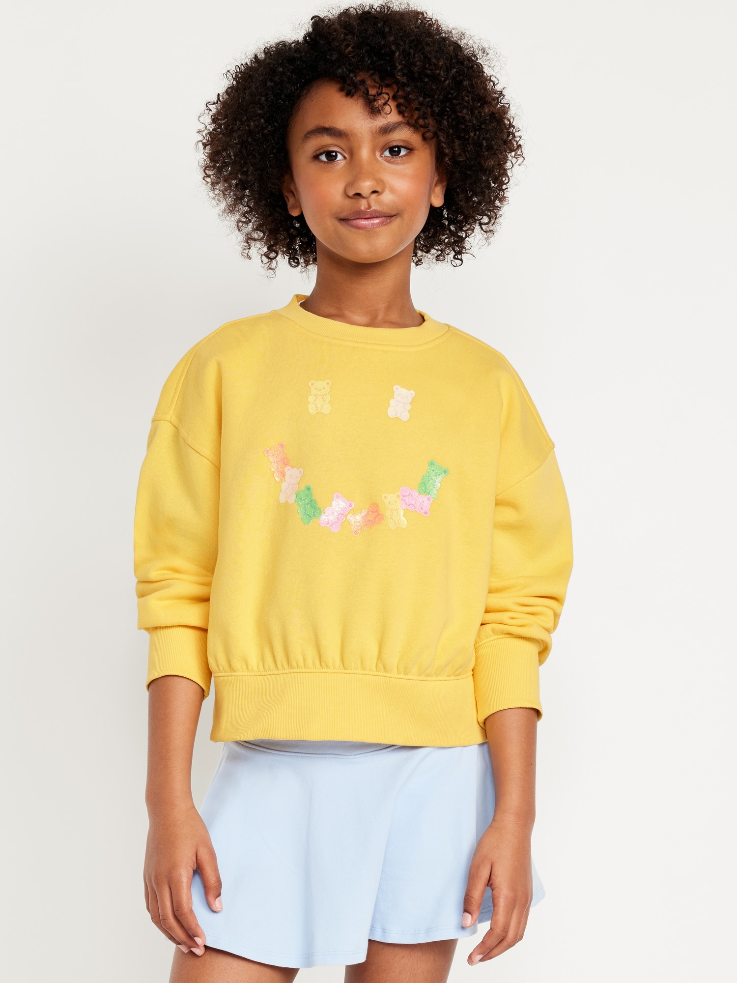 Vintage Oversized Crew-Neck Graphic Sweatshirt for Girls