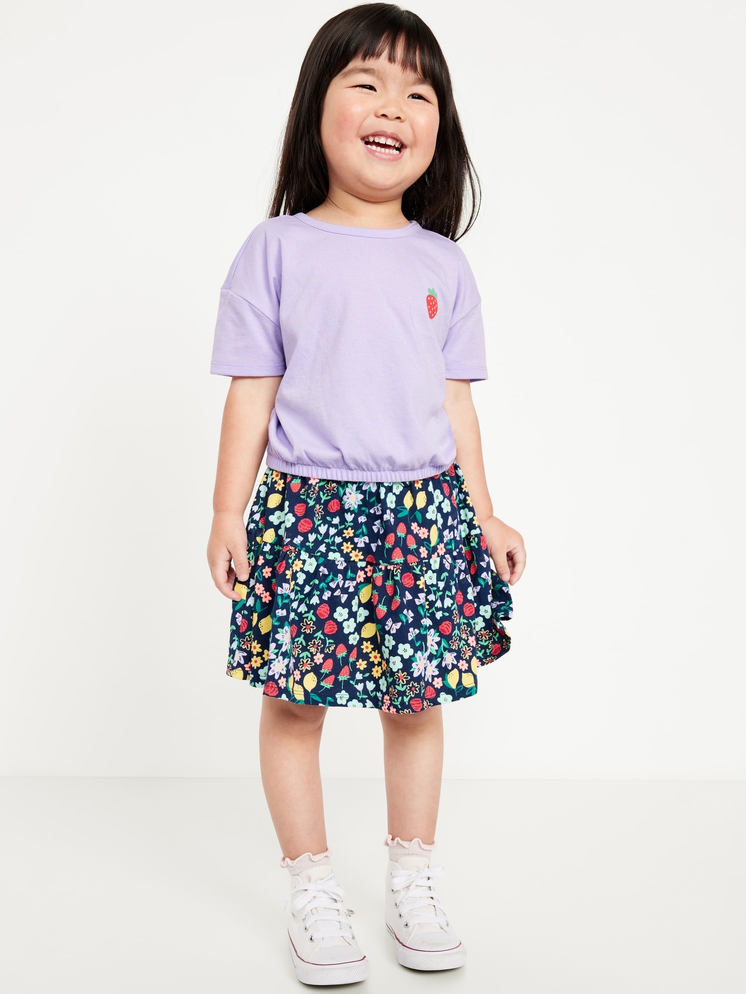 Short-Sleeve Graphic T-Shirt and Skort Set for Toddler Girls