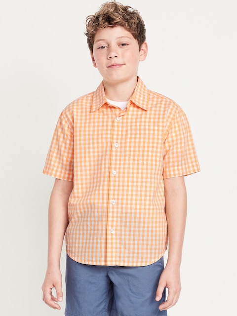 Printed Short-Sleeve Poplin Shirt for Boys