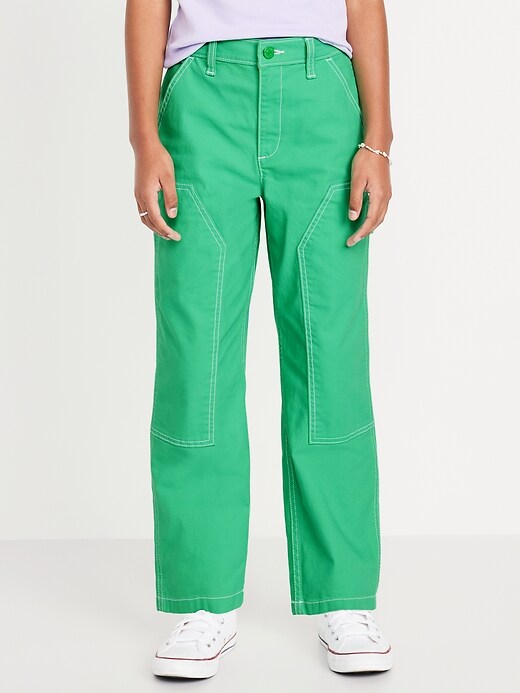 View large product image 1 of 4. Loose High-Waisted Carpenter Pants for Girls