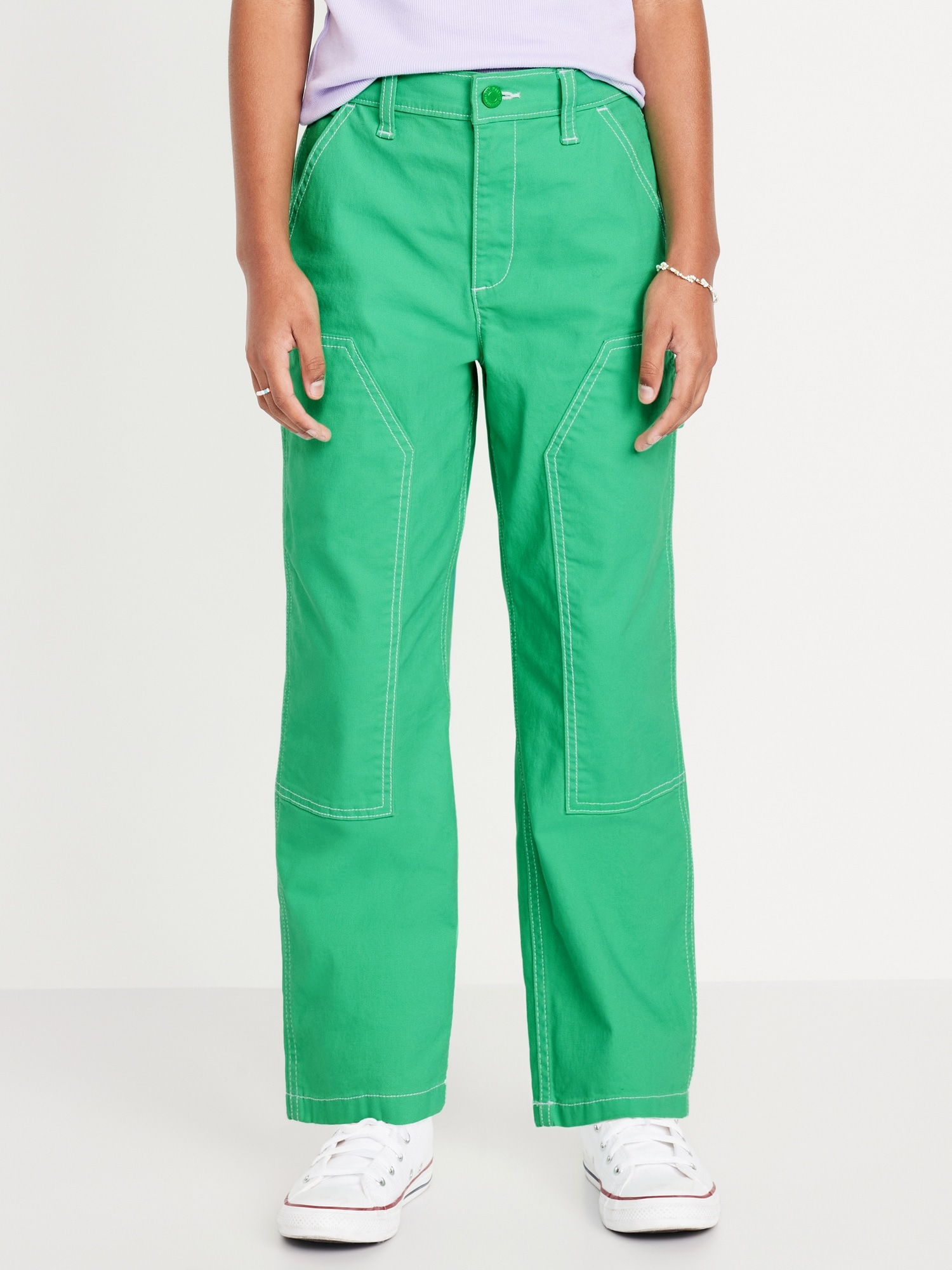 Loose High-Waisted Carpenter Pants for Girls