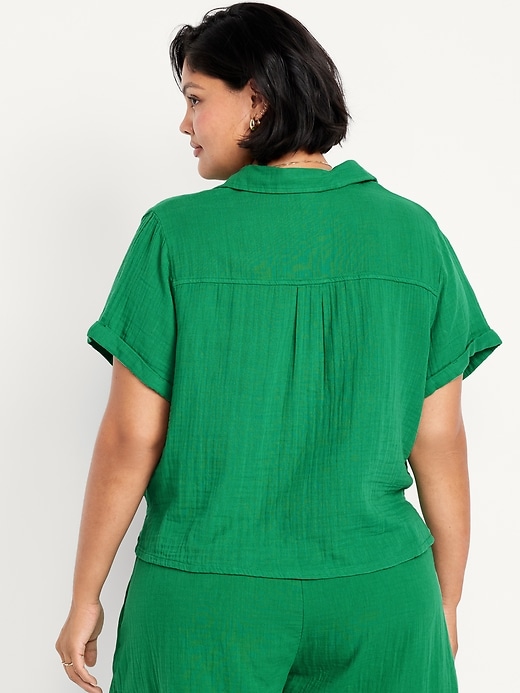 Image number 8 showing, Crinkle Gauze Loose Button-Down Shirt