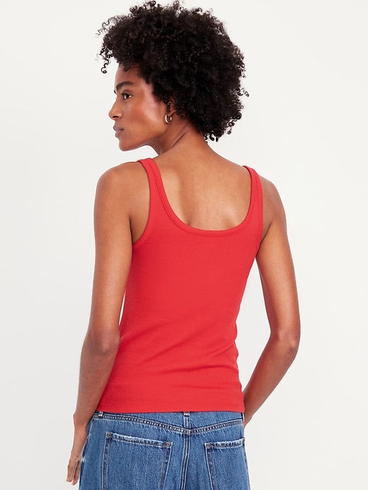 Image number 2 showing, First-Layer Ribbed Scoop-Neck Tank Top