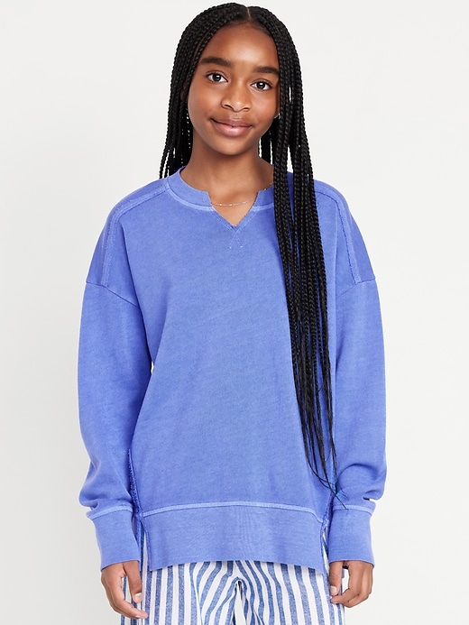 View large product image 1 of 4. Oversized French Terry Tunic Sweatshirt for Girls