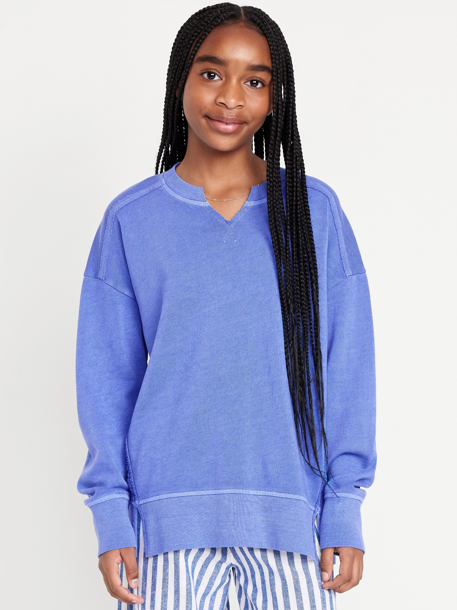 Oversized French Terry Tunic Sweatshirt for Girls