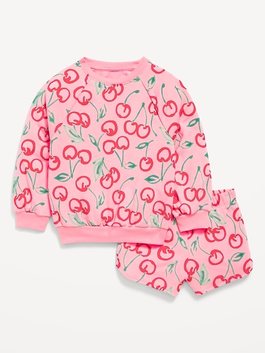 View large product image 1 of 2. Printed French Terry Sweatshirt and Shorts Set for Toddler Girls