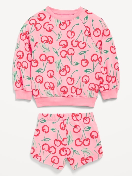 View large product image 2 of 2. Printed French Terry Sweatshirt and Shorts Set for Toddler Girls