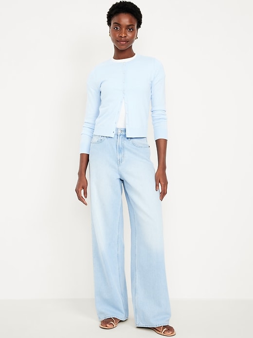 Image number 1 showing, High-Waisted Baggy Wide-Leg Jeans