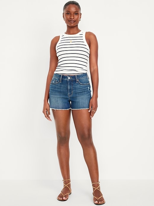 Image number 1 showing, Curvy High-Waisted OG Jean Cut-Off Shorts -- 3-inch inseam