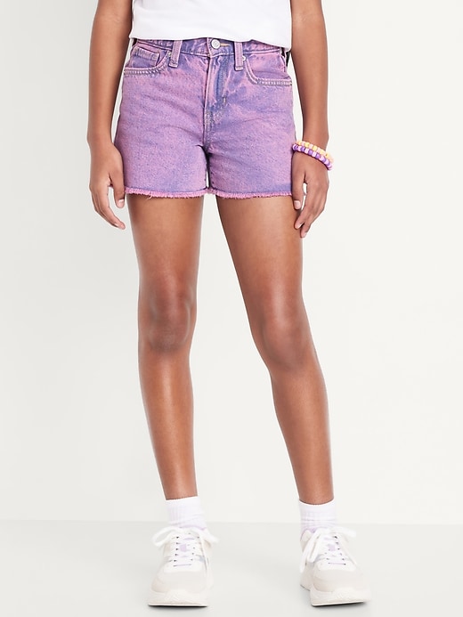 View large product image 1 of 5. High-Waisted Frayed-Hem Jean Shorts for Girls