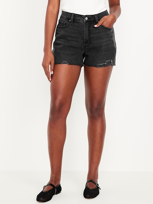 Image number 2 showing, Curvy High-Waisted OG Jean Cut-Off Shorts -- 3-inch inseam