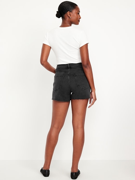 Image number 3 showing, Curvy High-Waisted OG Jean Cut-Off Shorts -- 3-inch inseam