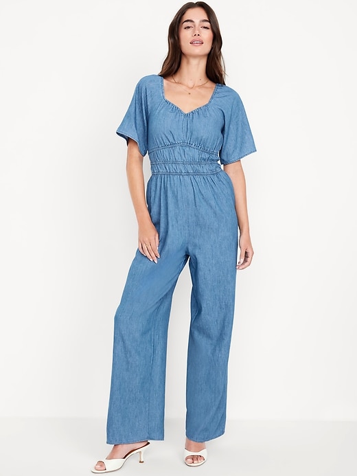 Image number 1 showing, Waist-Defined Smocked Jumpsuit