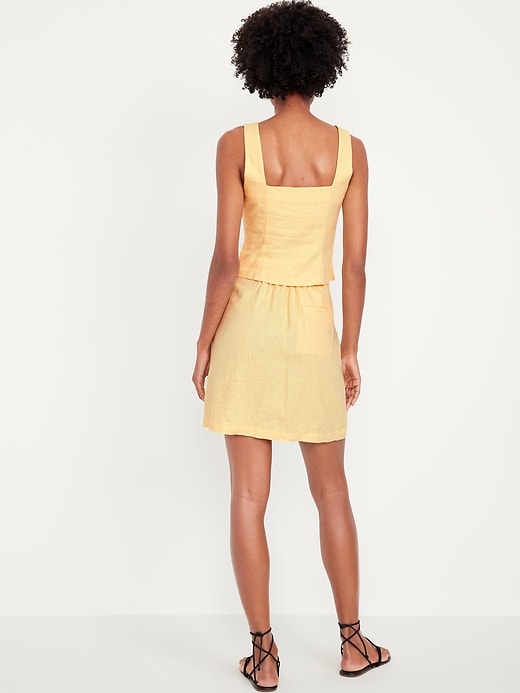 Image number 3 showing, High-Waisted Linen-Blend Mini Skirt