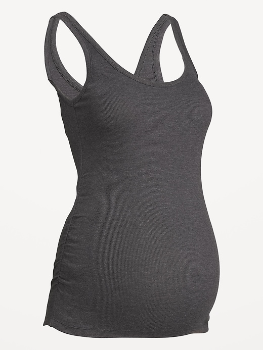 View large product image 1 of 1. Maternity Scoop-Neck Ribbed Tank Top