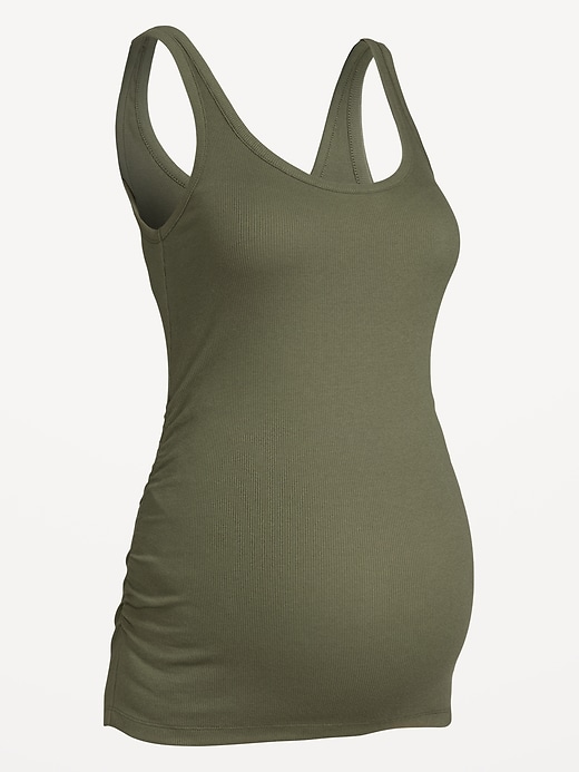 View large product image 1 of 1. Maternity Scoop-Neck Ribbed Tank Top