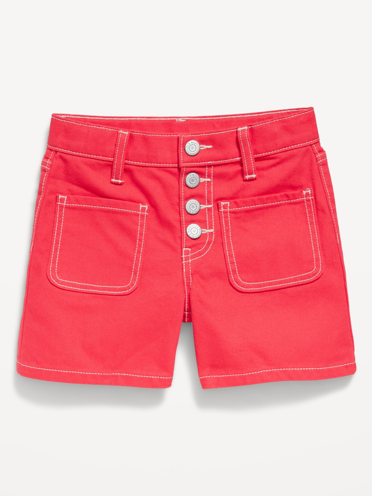 High-Waisted Mariner Midi Jean Shorts for Girls