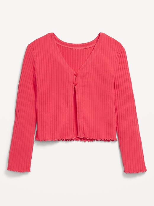 View large product image 1 of 3. Ribbed Button-Front V-Neck Cardigan Sweater for Girls