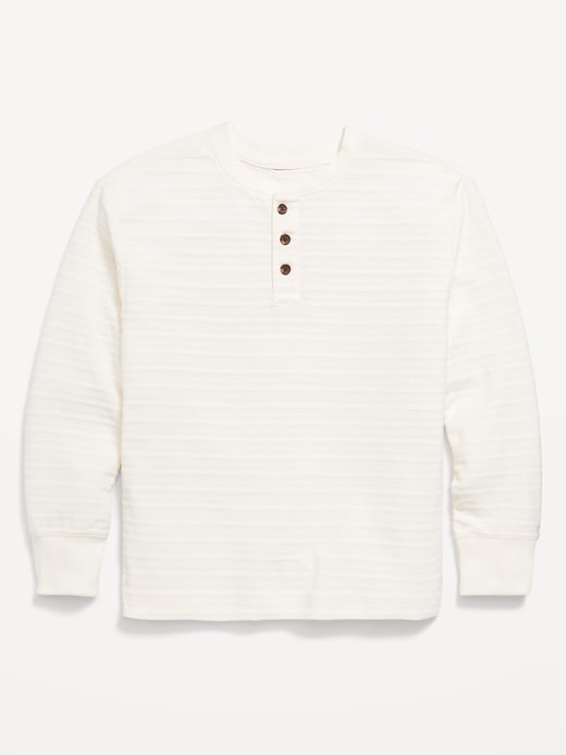 View large product image 2 of 4. Cozy-Knit Long-Sleeve Henley T-Shirt for Boys