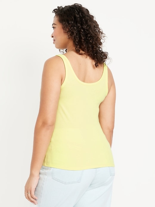 Image number 6 showing, First-Layer Ribbed Scoop-Neck Tank Top