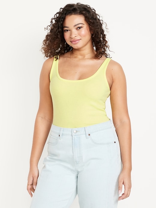 Image number 5 showing, First-Layer Ribbed Scoop-Neck Tank Top