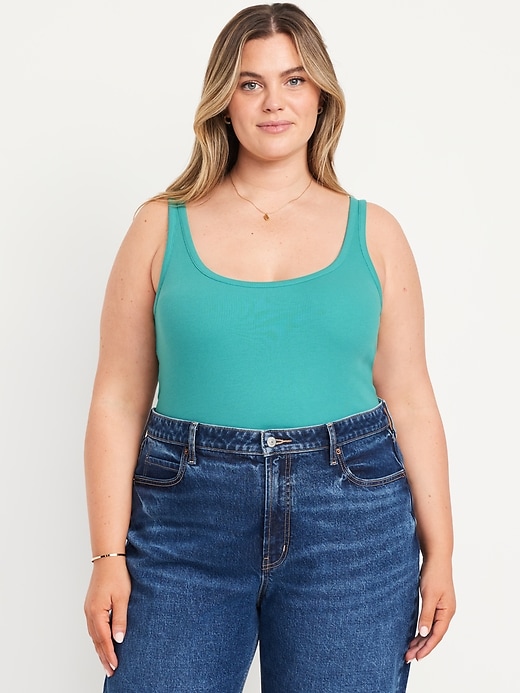 Image number 7 showing, First-Layer Ribbed Scoop-Neck Tank Top