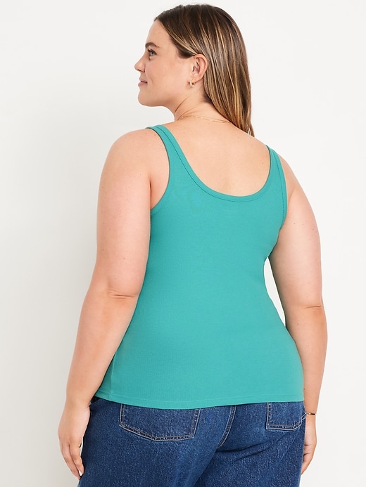 Image number 8 showing, First-Layer Ribbed Scoop-Neck Tank Top