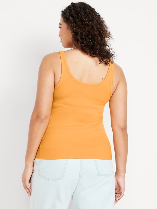 Image number 6 showing, First-Layer Ribbed Scoop-Neck Tank Top