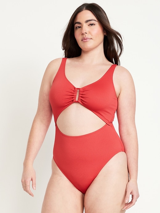 Image number 5 showing, Textured One-Piece Cut-Out Swimsuit