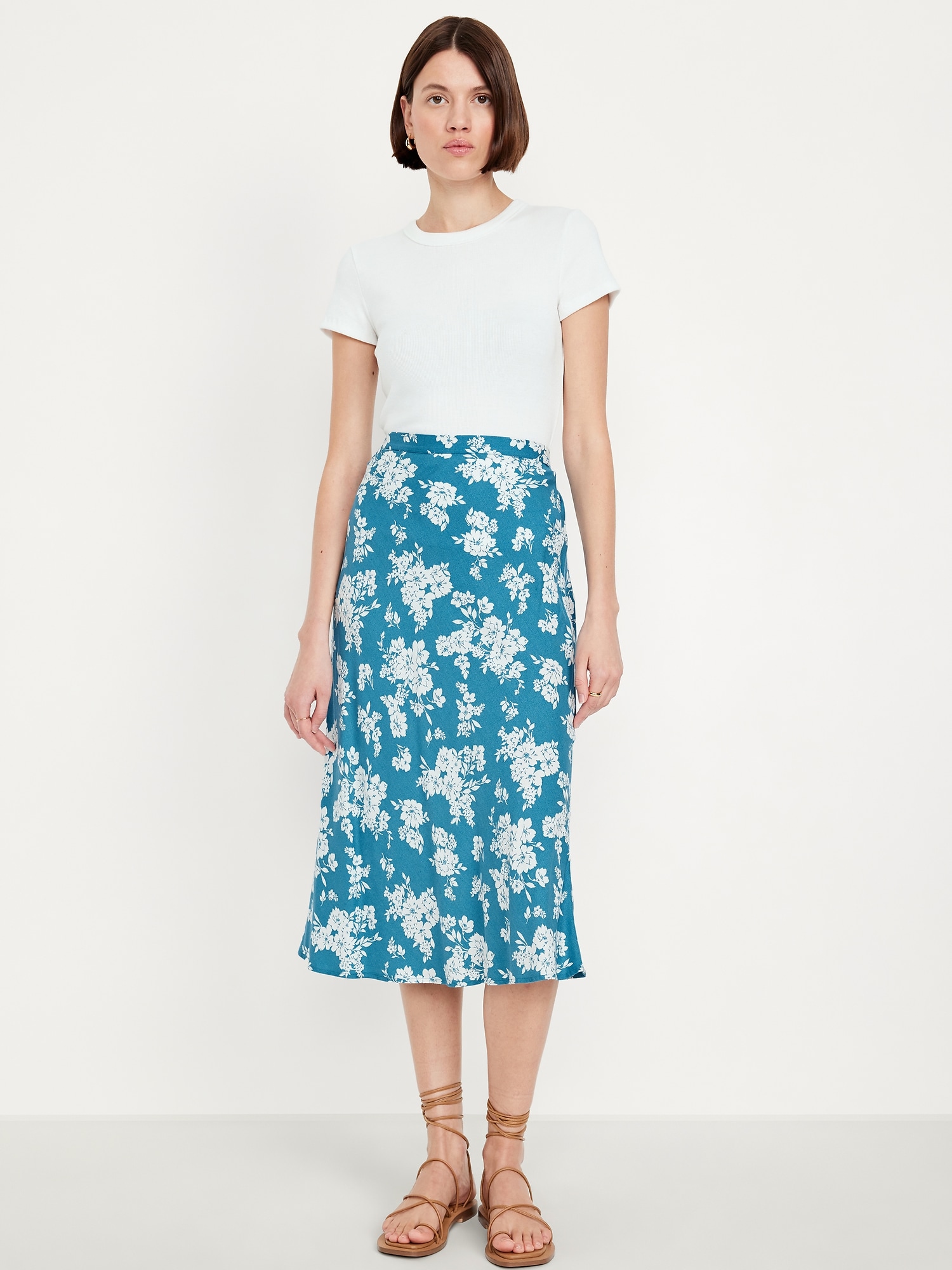 Crepe A-Line Midi Skirt