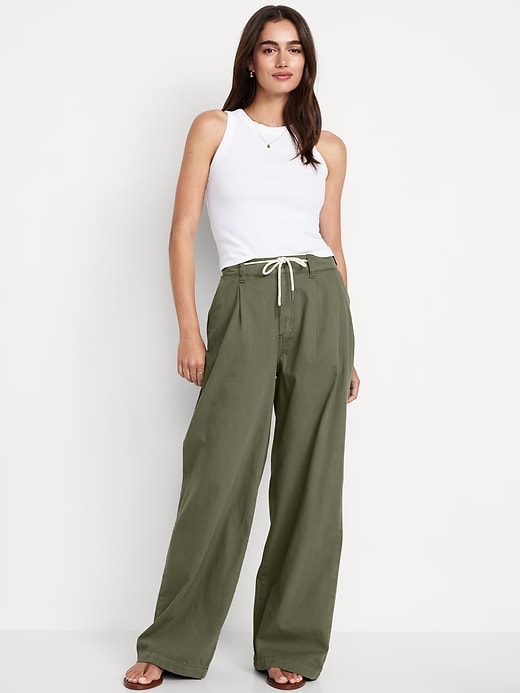 Image number 1 showing, High-Waisted Super Wide-Leg Drapey Pants