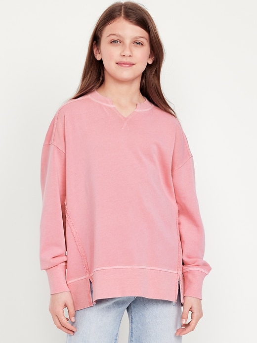 View large product image 1 of 4. Oversized French Terry Tunic Sweatshirt for Girls