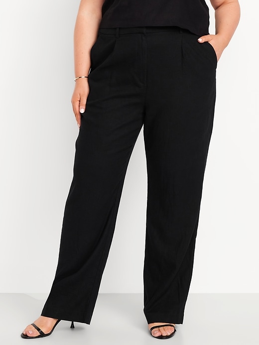 Image number 6 showing, Extra High-Waisted Linen-Blend Taylor Wide-Leg Trouser Pants