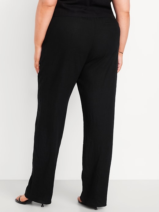 Image number 7 showing, Extra High-Waisted Linen-Blend Taylor Wide-Leg Trouser Pants