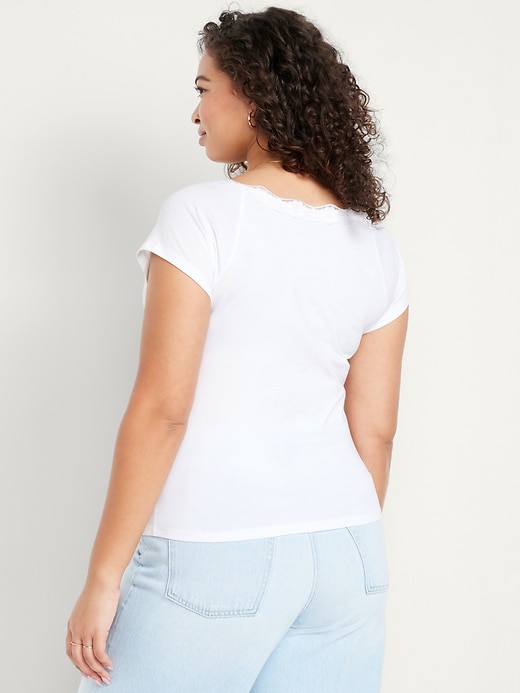 Image number 6 showing, Lace-Trim V-Neck Top