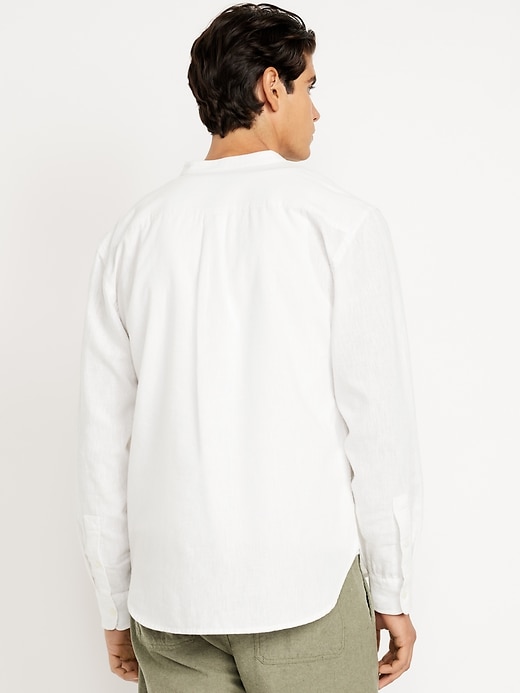 Image number 5 showing, Banded-Collar Linen-Blend Shirt