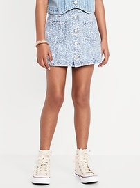 Image number 1 showing, High-Waisted Button-Front Utility Mariner Jean Skirt for Girls
