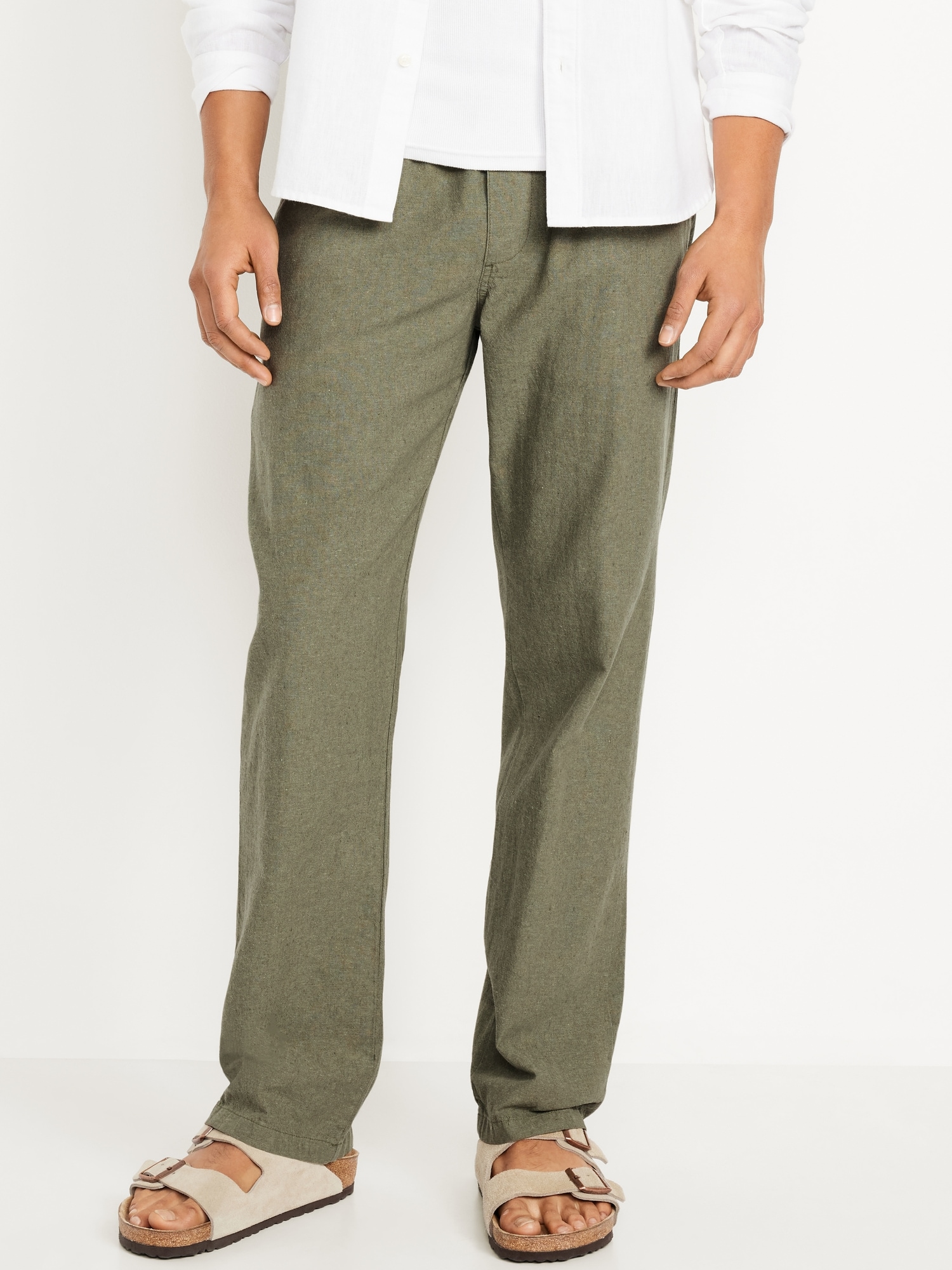 90's Straight Linen-Blend Pants