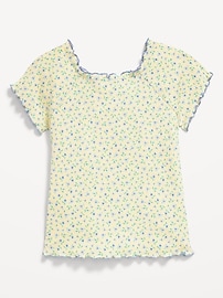 View large product image 3 of 3. Fitted Ribbed Ruffle-Trim Top for Girls