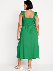 Fit & Flare Lightweight Smocked Gingham Midi Dress