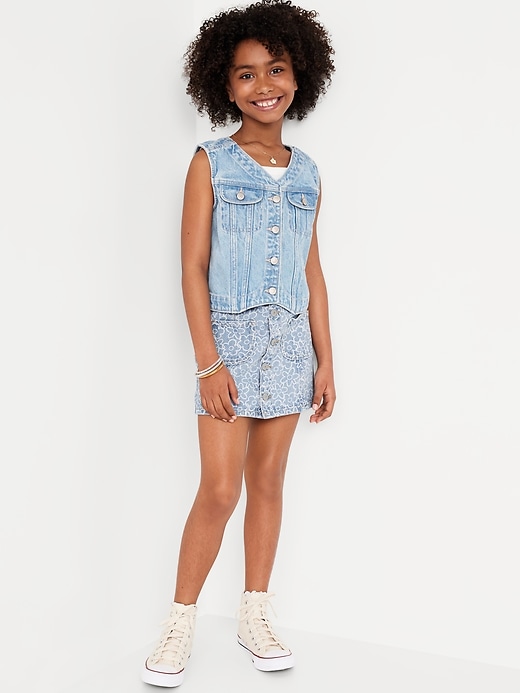 Image number 3 showing, High-Waisted Button-Front Utility Mariner Jean Skirt for Girls