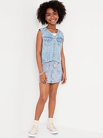 View large product image 3 of 3. High-Waisted Button-Front Utility Mariner Jean Skirt for Girls