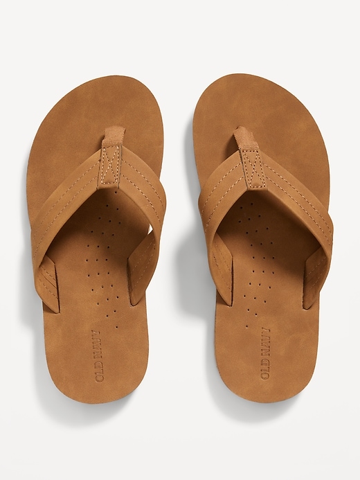 View large product image 1 of 1. Faux-Leather Flip-Flop Sandals for Boys